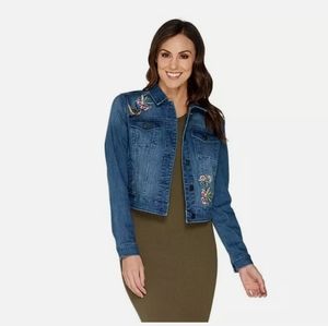 G.I.L.I. Embroidered Medium Wash Denim Jacket